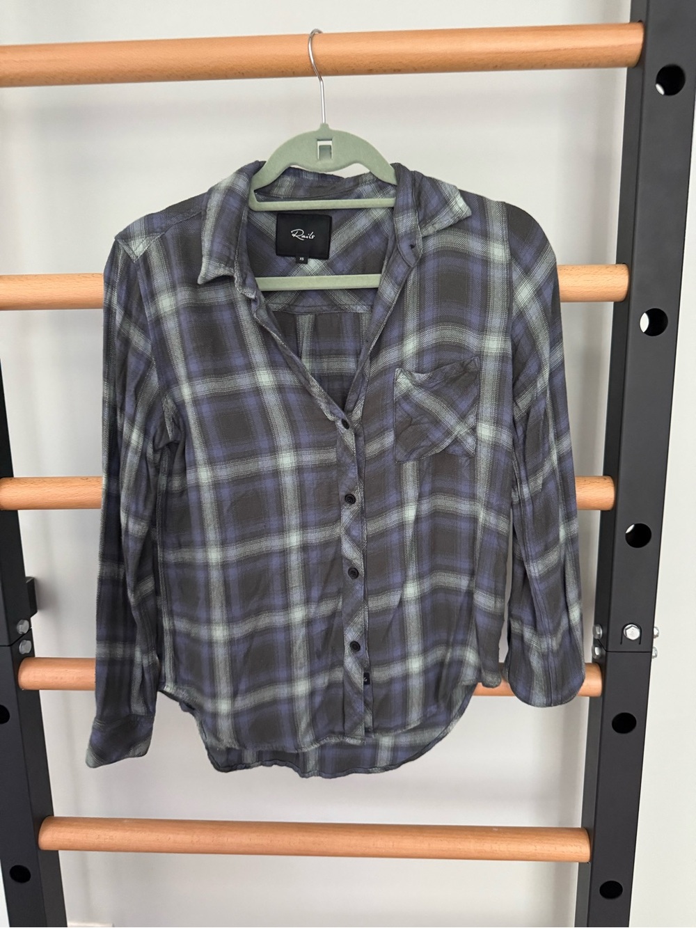 Rails Plaid Shirt in light lime Green & Charcoal
